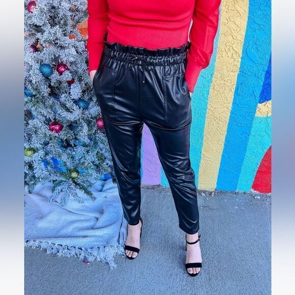 NWT She + Sky high waist faux leather pants size Small - Picture 1 of 7